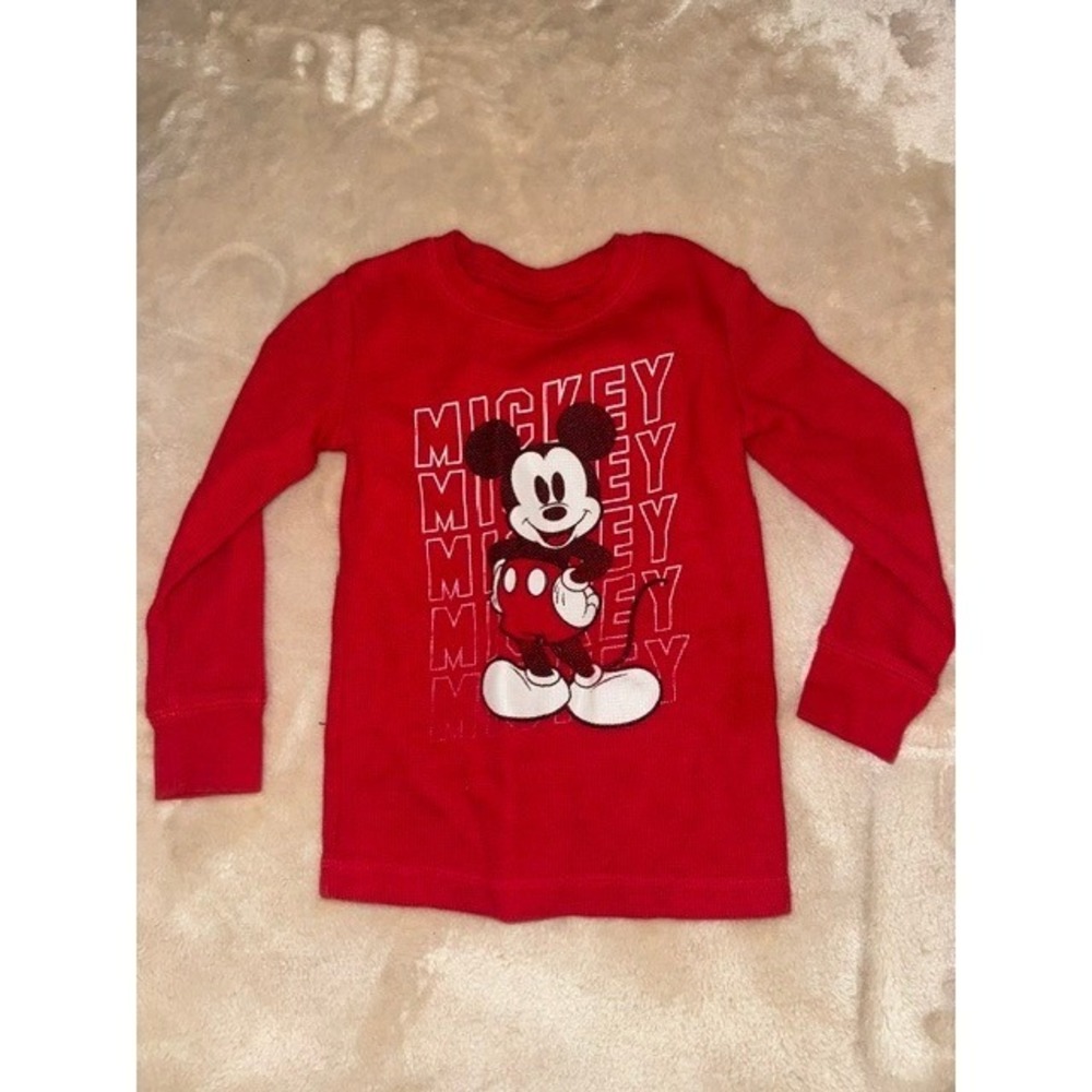 Disney Jumping Beans Mickey Mouse Red Waffle Knit Thermal Shirt Kids 2T